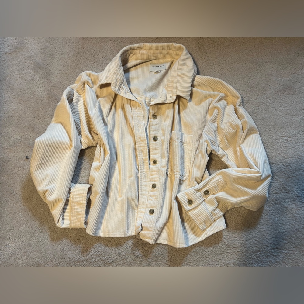 American Eagle Outfitters Cream Corduroy Jacket